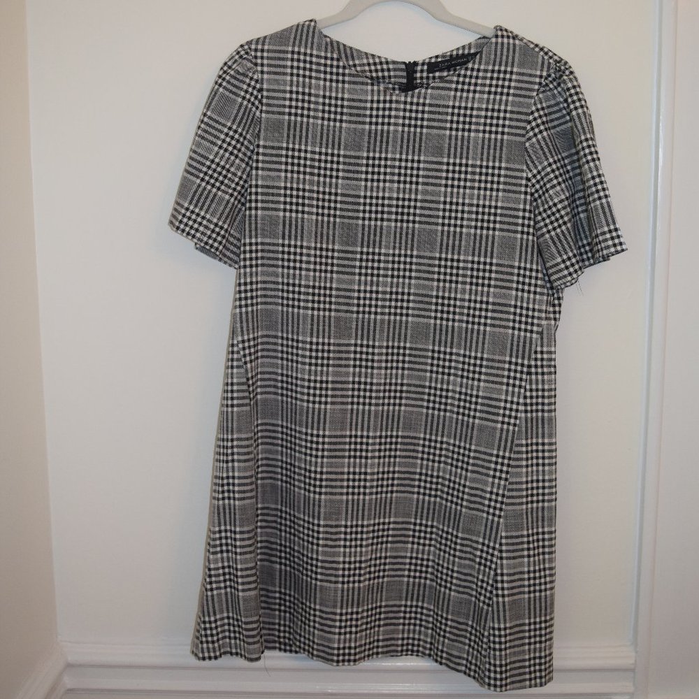 Zara black and white plaid minidress